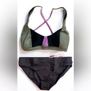 Prana Medium Tulum Bikini Top + Medium Black Summer Wave Swim Set (2) NWT